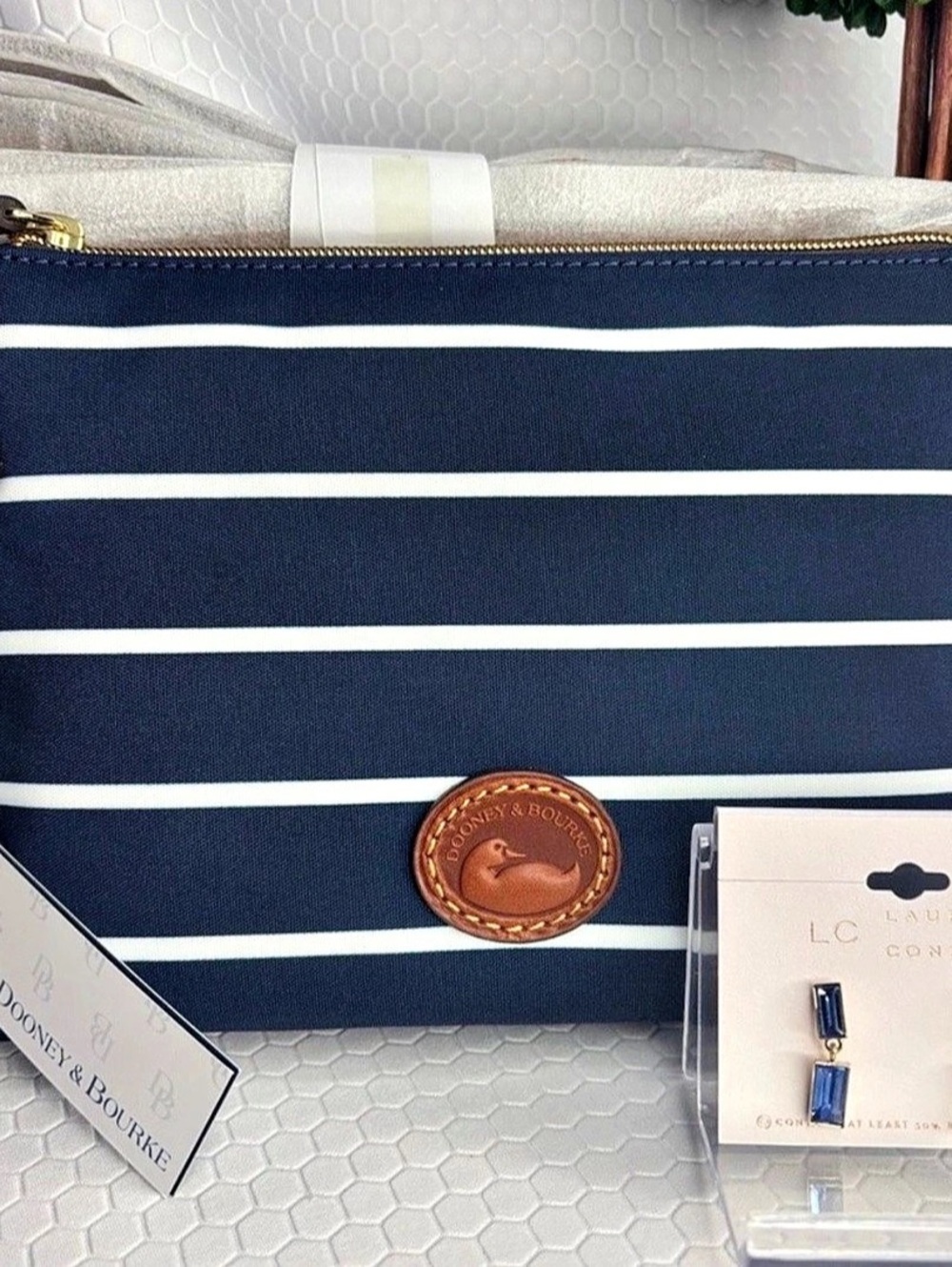 Dooney & Bourke Eastham Crossbody Pouchette Blue & White